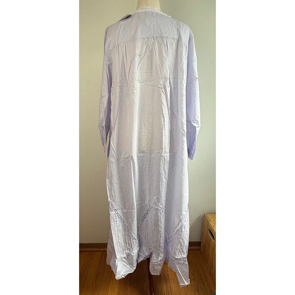 Eileen West Nightgown Womens 1X Peri Blue Cotton Lace Buttons Long Sleeve NWT - Picture 12 of 12